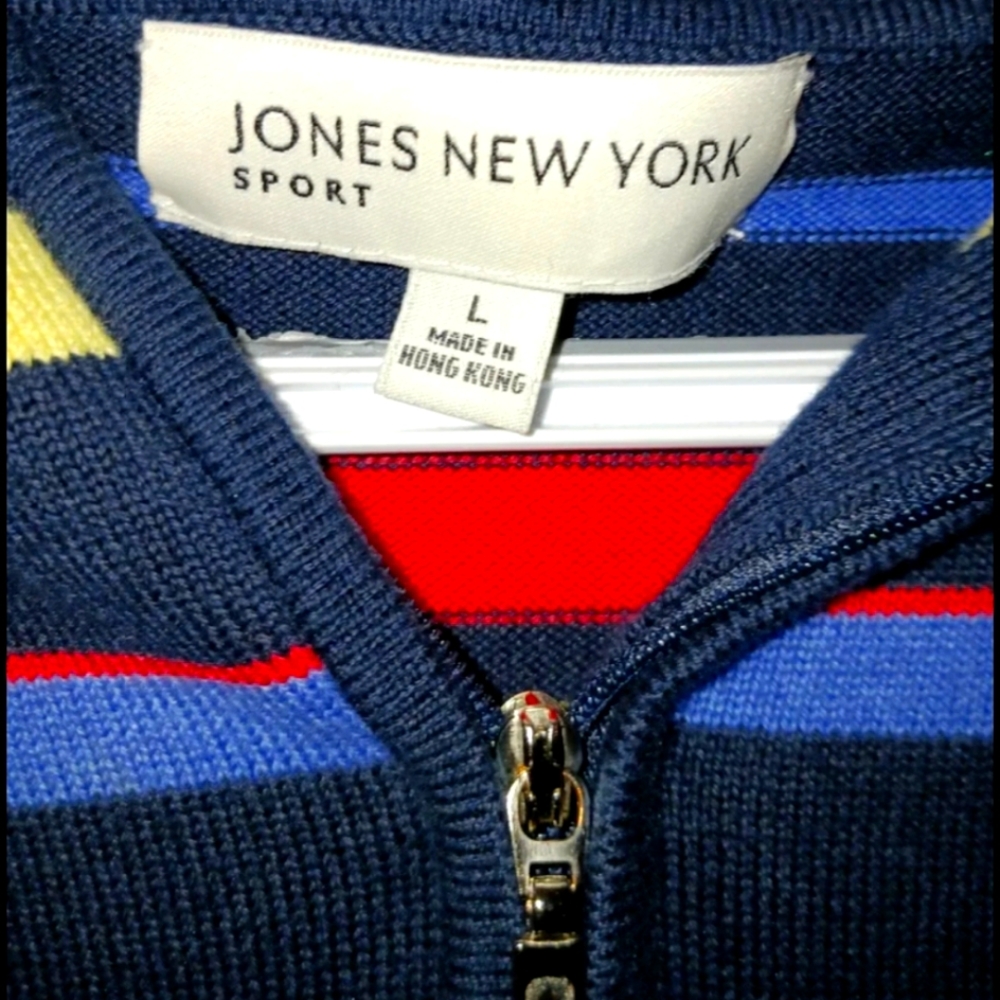 Jones New York hooded striped cardigan sz large